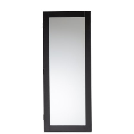 Baxton Studio Pontus ModernBlack Finished Wood Wall-Mountable Jewelry Armoire with Mirror 197-12160-ZORO